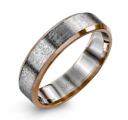 Two-Tone 14 Karat Satin Gentleman Wedding Band Size 10