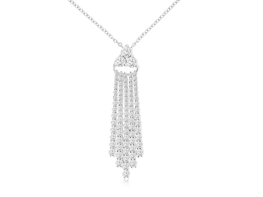 Lady's White 14 Karat Prong Necklace Length 18 With = 2.00Tw Round I I1 Diamonds