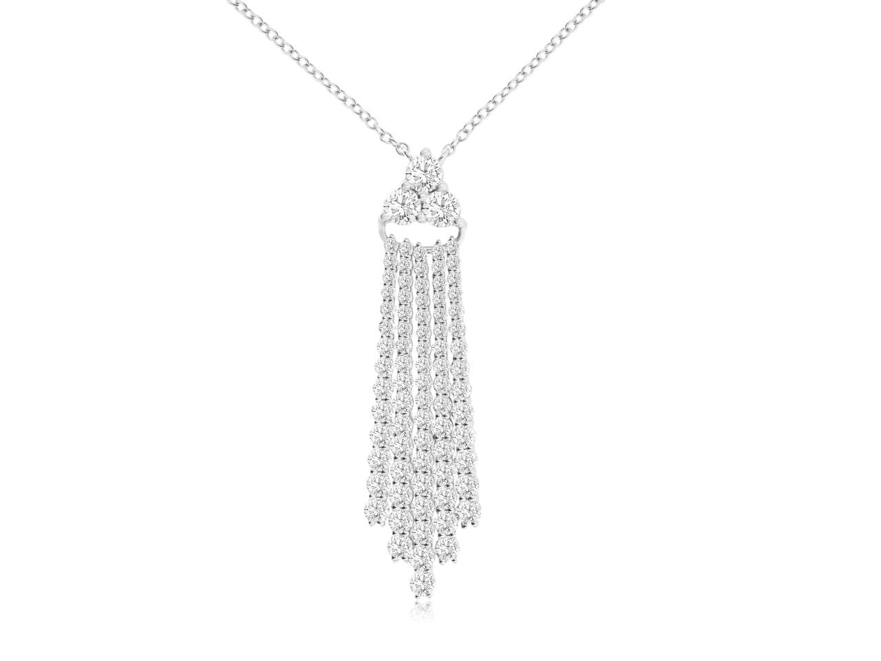 Lady's White 14 Karat Prong Necklace Length 18 With = 2.00Tw Round I I1 Diamonds