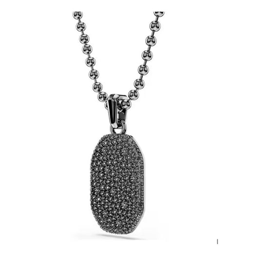 Dextera pendant Octagon shape, Round cut, Black, Ruthenium plated