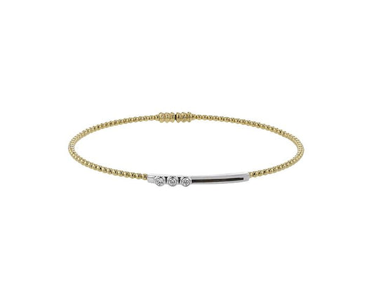 Lady's Two-Tone 18 Karat Bangle Bracelet Length 7 With 0.10Tw Round G Vs1 Diamonds