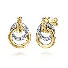 14k White & Yellow Gold Bujukan Diamond Stud Earrings