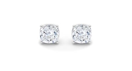 Lady's White 14 Karat Stud Earrings With 2 = 1.21Tw Cushion I Vs2 Diamonds