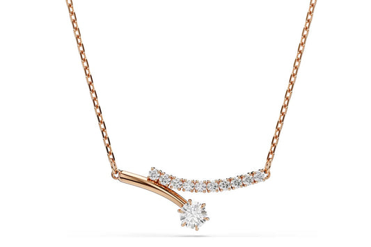 Matrix necklace Round cut, White, 18K rose gold finish