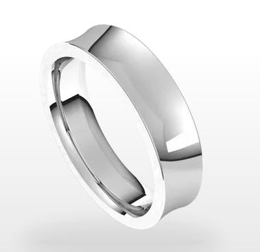 14K White Comfort Fit Standard Weight Concave Band