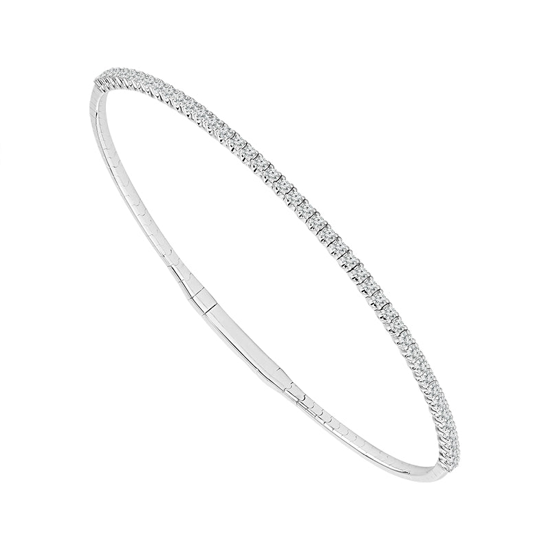 14K White 1/2ct Diamond Flexi Bangle