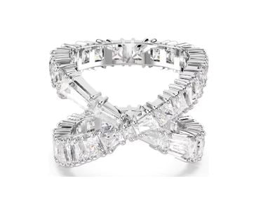 Hyperbola ring Infinity, White, Silver-tone finish 55