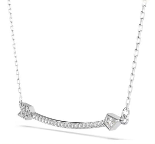 Idyllia pendant Mixed cuts, Arrow, White, Rhodium plated