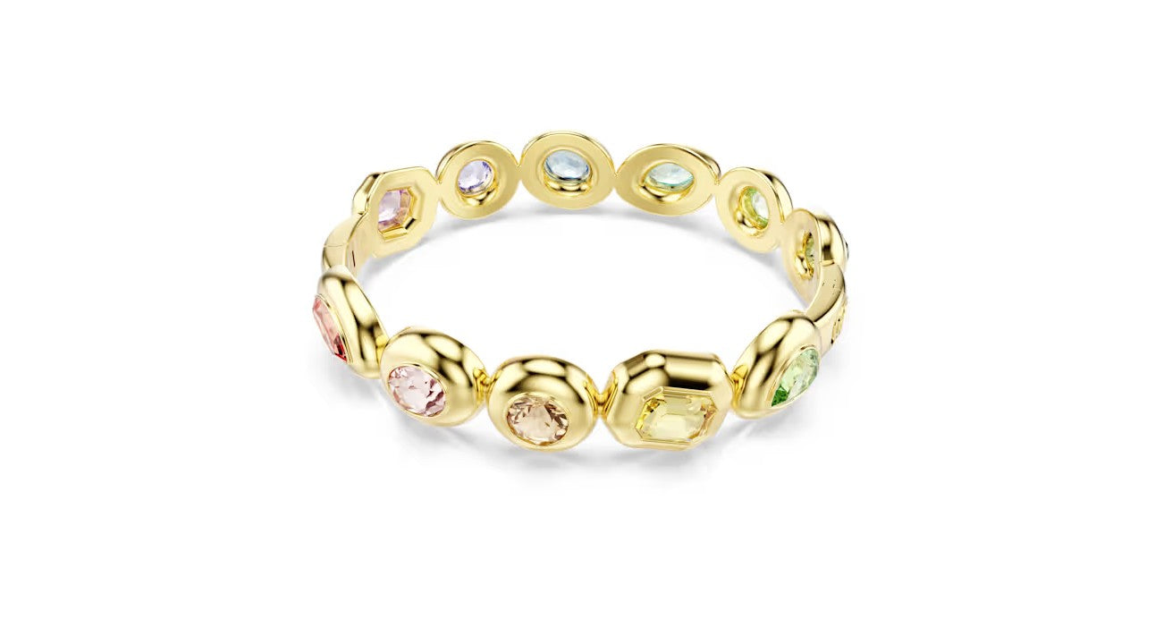 Gema bangle Mixed cuts, Multicolored, Gold-tone plated