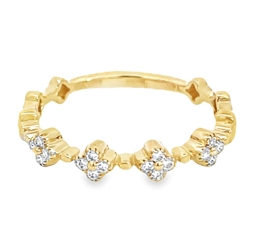 14K Yellow Uneek Stackable Collection Floral Fashion Ring