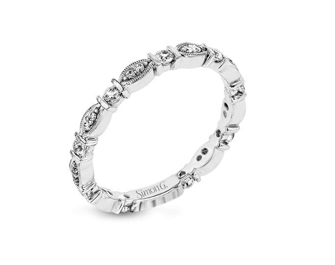 Lady's White 18 Karat Stackable Anniversary Ring Size 6.5 Old Key 717840 With 25 = 0.31Twt Round G Vs1 Diamonds