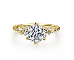 14k Yellow Gold Round Diamond Engagement Ring