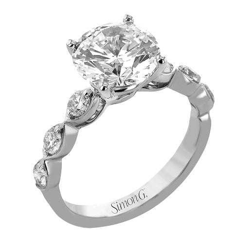 Lady's White 18 Karat Engagement Ring Size 6.5 With 0.45Tw Round G/H Si2 Diamonds