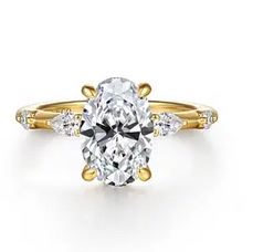 14k Yellow Gold Oval Diamond Engagement Ring