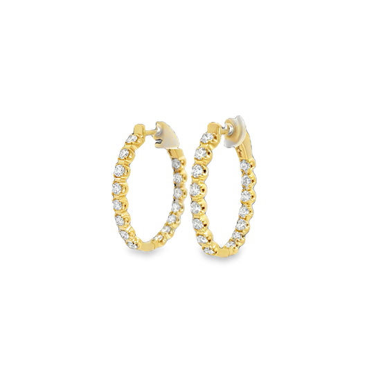 14K Yellow Lab Grown Diamond Oval Hoops 1 1/2tw