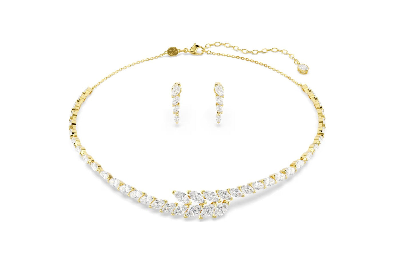 Mesmera set Set (2), Marquise cut, White, 18K gold finish