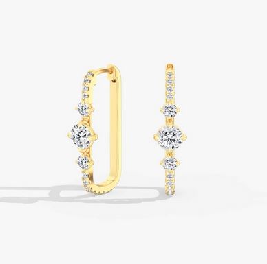 14K Yellow Starlight Box Hoops