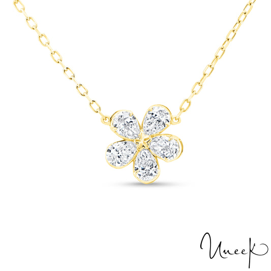 18K Yellow Uneek Petals Collection Floral Drop Pendant