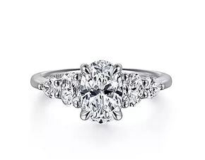 14k White Gold Oval Diamond Engagement Ring