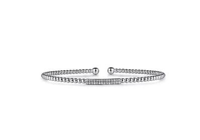 14K White Gold Bujukan Bead Bangle with Diamonds