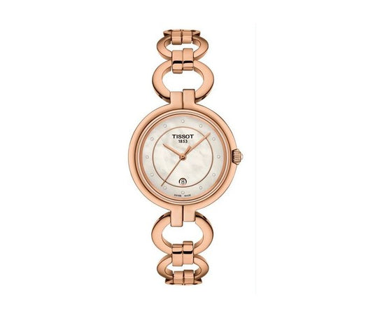 Flamingo Ladie Stainless Steel with Rose PVD White Mother of Pearl Dial with Twelve Diamond Watch