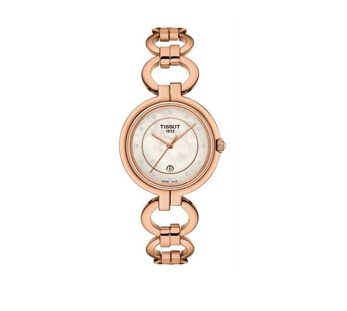 Flamingo Ladie Stainless Steel with Rose PVD White Mother of Pearl Dial with Twelve Diamond Watch