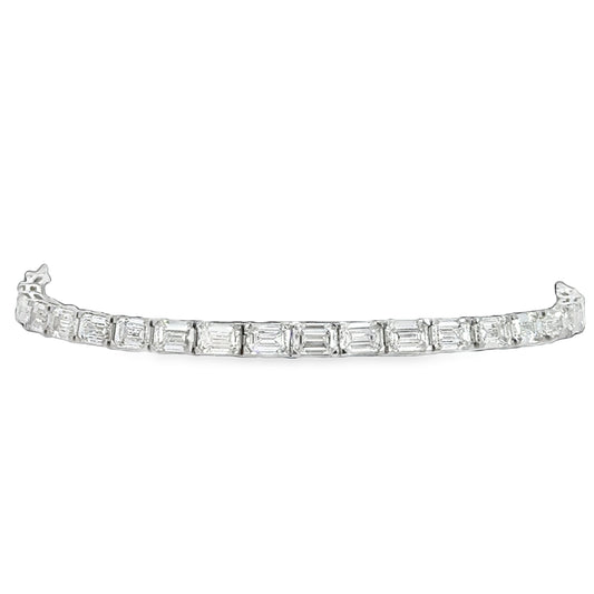 Lady's White 14 Karat Tennis Bracelet With 37 = 11.75Tw Emerald G/H Si2 Diamonds