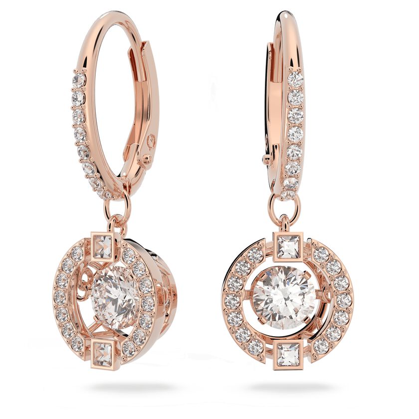 Swarovski Sparkling Dance Pierced Earrings, White, Rose-gold tone plated