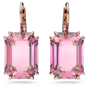 Millenia drop earrings Octagon cut, Pink, Rose gold-tone plated