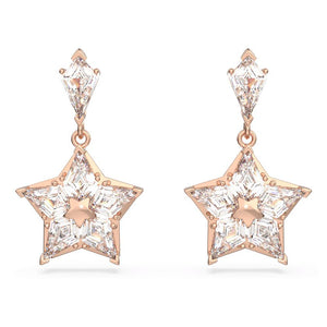 Stella drop earrings Kite cut, Star, White, Rose gold-tone plated