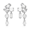 Mesmera drop earrings Mixed cuts, White, Rhodium plated