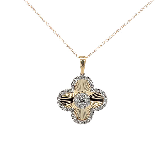 Lady's Yellow 14 Karat Free Form Pendant Length 18 With = 0.45Tw Round I I1 Diamonds