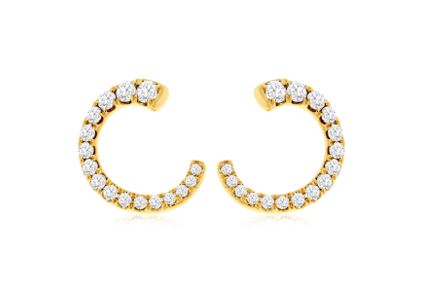 Lady's Yellow 14 Karat Earrings With 0.75Tw Round I I1 Diamonds