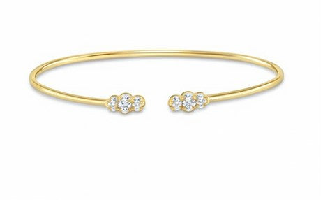 Lady's Yellow 14 Karat Bangle Bracelet With 6 = 0.35Twt Round G/H Si2 Diamonds