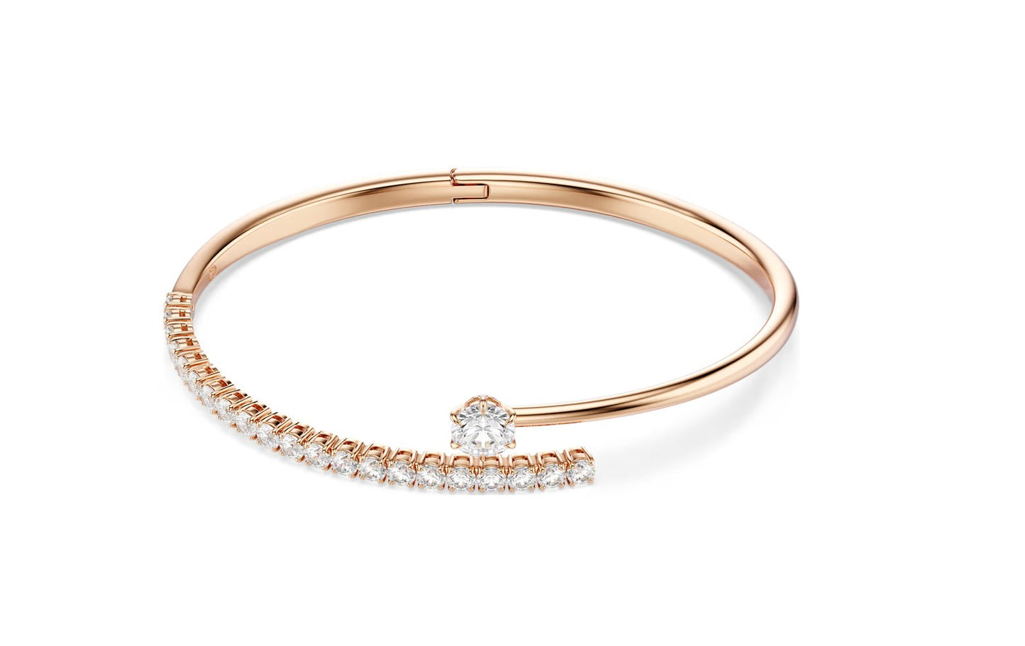 Matrix bangle Round cut, White, 18K rose gold finish