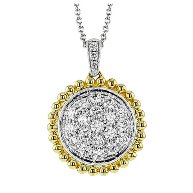 Lady's Two-Tone 18 Karat Cluster Pendant Length 18 With = 0.68Twt Round G Vs1 Diamonds