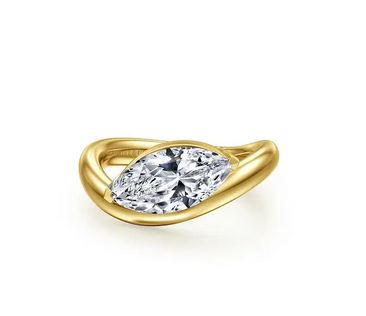 14K Yellow Gold Bypass Marquise Shape Diamond Engagement Ring