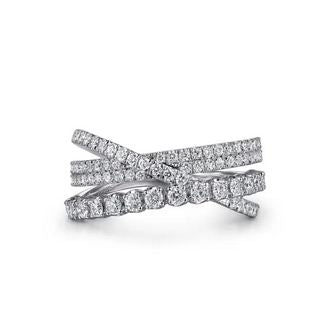 14K White Gold Diamond Criss Cross Ring