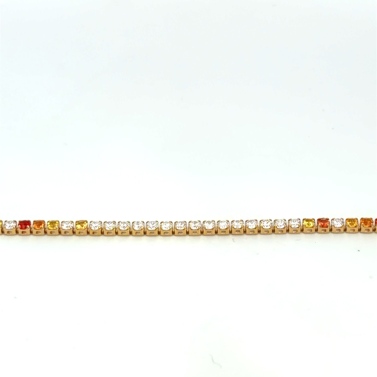 Lady's Yellow 18 Karat Tennis Bracelet With 46 = 2.85Twt Round Sapphires And 22 = 1.07Twt Round H Si1 Diamonds