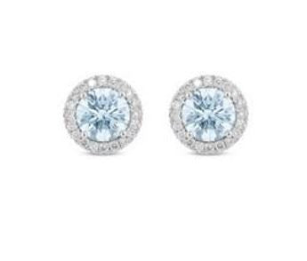 Lady's White 14 Karat Halo Lab Grown Earring With = 2.00Tw Round Diamonds