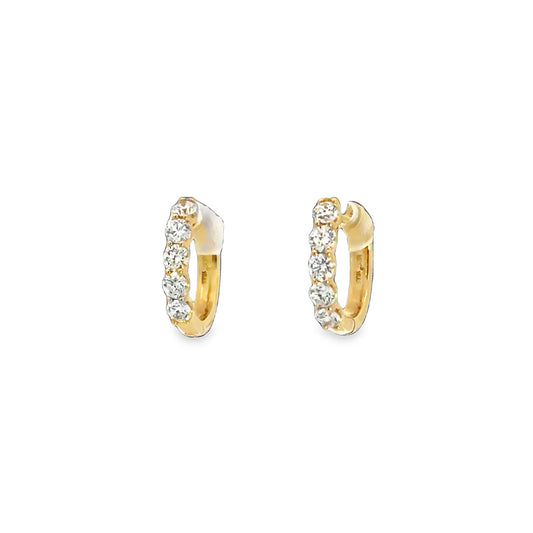 14K Yellow 3/4tw Lab Grown Diamond Hoops
