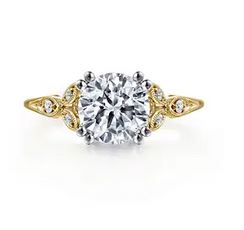 14k White-yellow Gold Round Diamond Engagement Ring