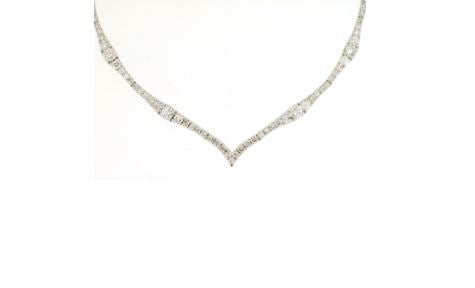 Lady's White 14 Karat Riviera Necklace Length 18 With = 2.16Tw Round I I1 Diamonds