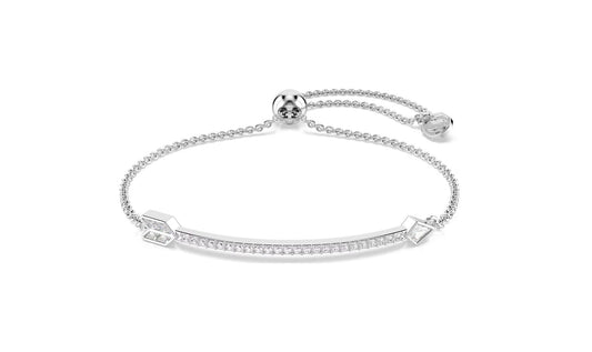 Idyllia bracelet Mixed cuts, Arrow, White, Rhodium plated