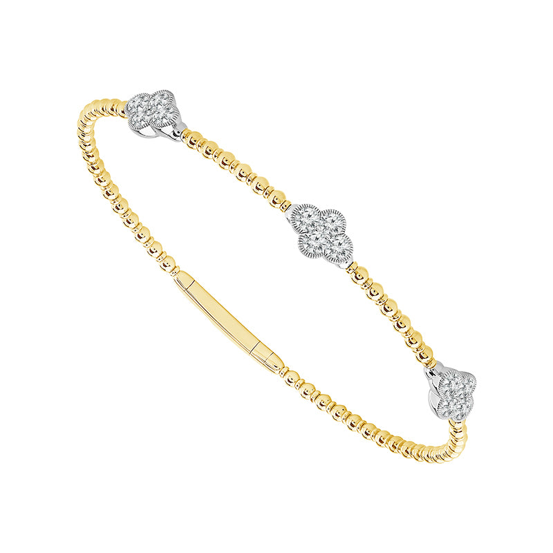 14K Two Tone 1ct Diamond Flexi Bangle