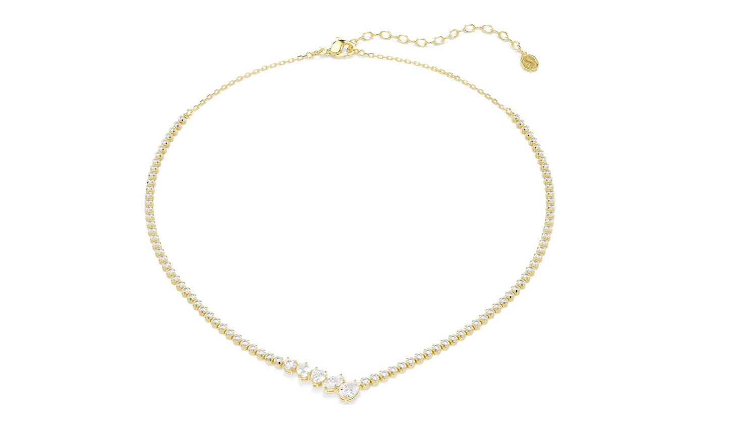 Mesmera necklace Mixed cuts, White, 18K gold finish
