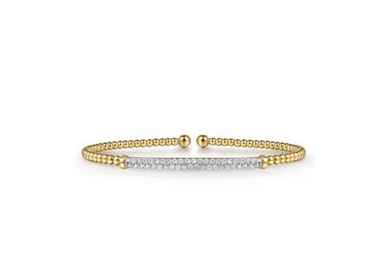 14K Yellow Gold Bujukan Diamond Bar Split Bangle