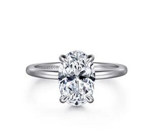 14K White Gold Hidden Halo Elongated Cushion Diamond Engagement Ring