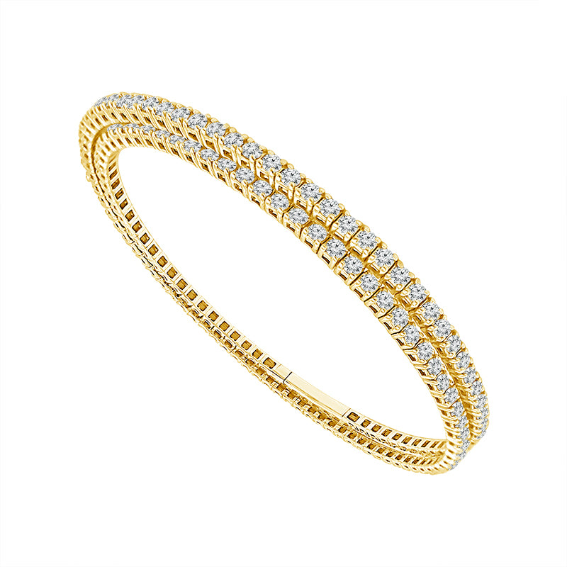 14K Yellow 4ct DIamond Flexi Bangle