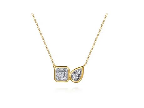 14K White & Yellow Gold Diamond Pendant Necklace